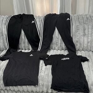 adidas Black Kids Joggers with White 3-Stripes (Set of 2)